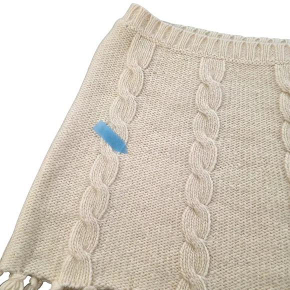 Y2K '04 Old Navy Lambswool Cable Knit Fringe Scarf & Mini Skirt Set S/M Cream - Picture 4 of 13